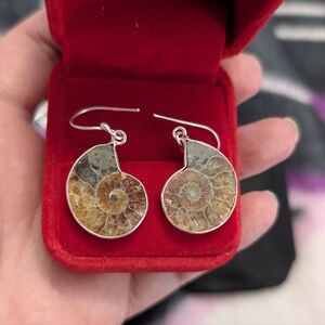 Vintage Handmade Artisan Genuine Ammonite Fossil In Stamped 925 Silver.